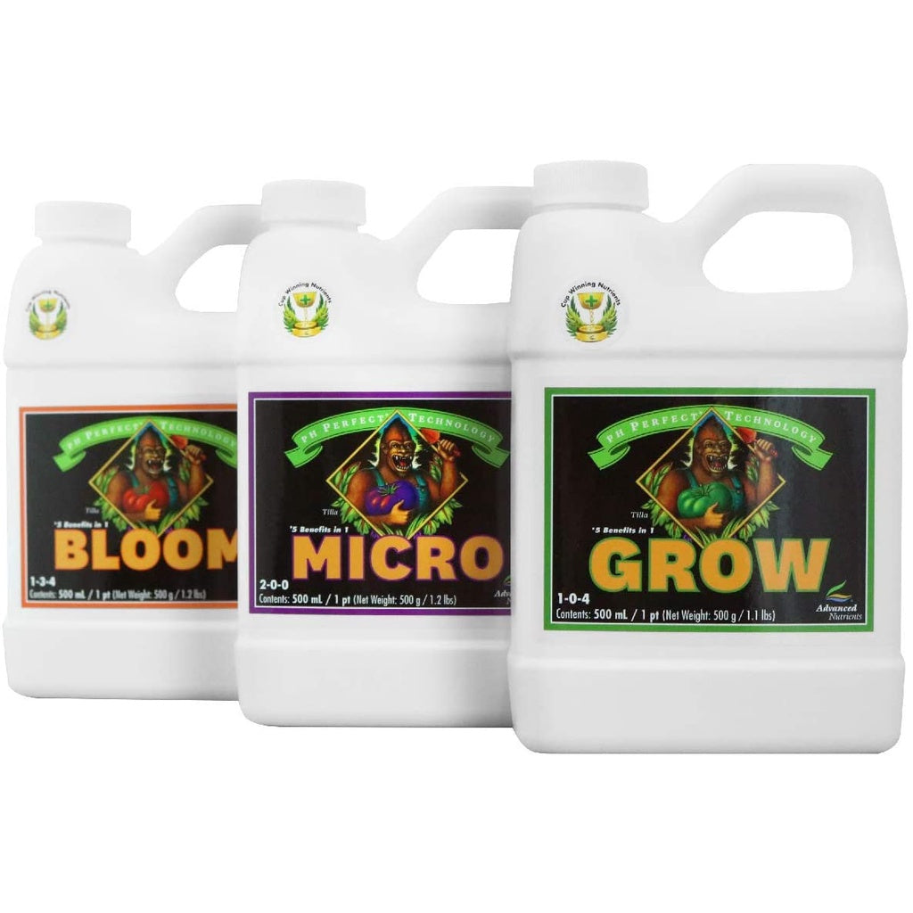 Advanced Nutrients pH Perfect Grow, Micro & Bloom 3-Part Base Nutrients – Pack of 3