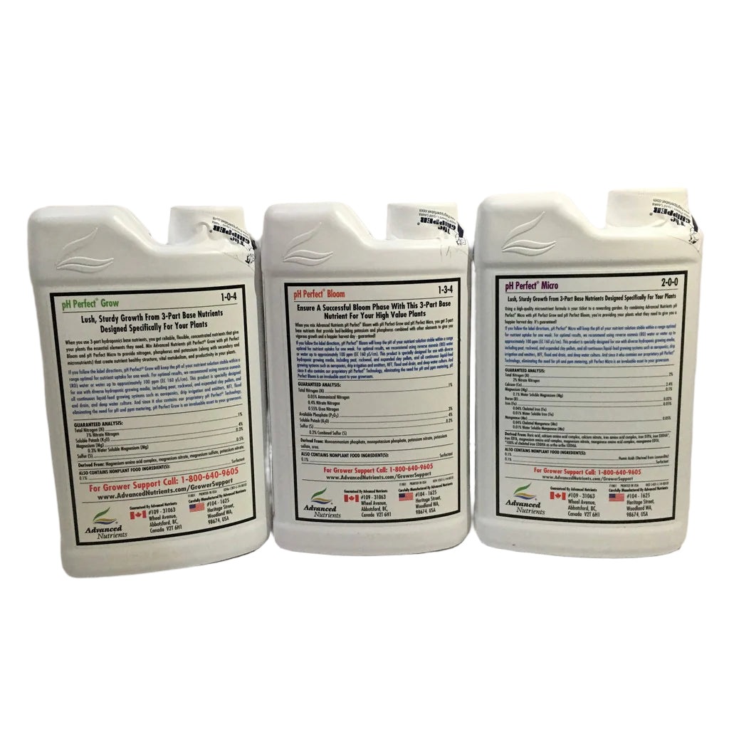 Advanced Nutrients pH Perfect Grow, Micro & Bloom 3-Part Base Nutrients – Pack of 3