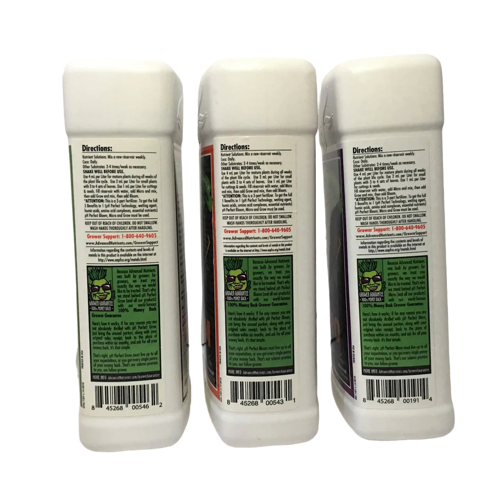 Advanced Nutrients pH Perfect Grow, Micro & Bloom 3-Part Base Nutrients – Pack of 3