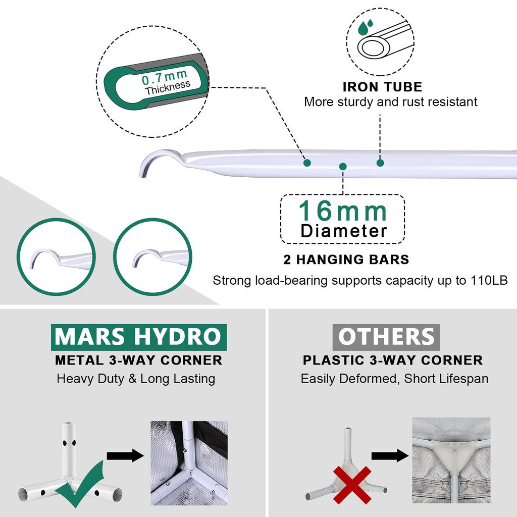 Mars Hydro Indoor Grow Tent 120×60×180 cm – Indoor Gardening for Herbs & Vegetables