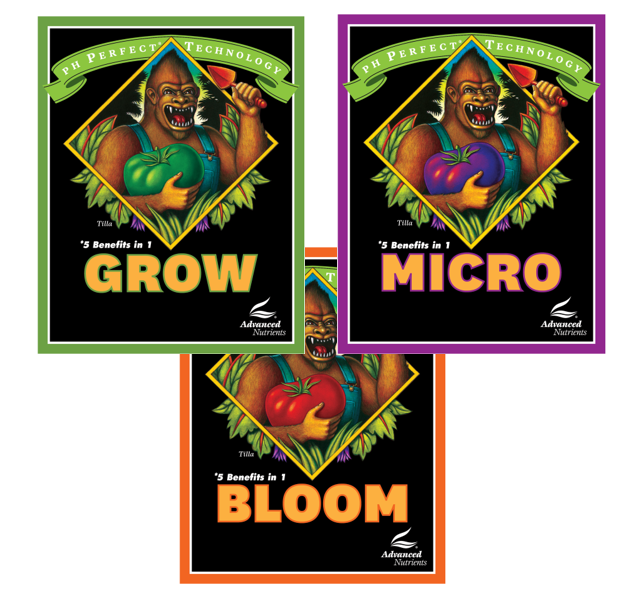Advanced Nutrients pH Perfect Grow, Micro & Bloom 3-Part Base Nutrients – Pack of 3