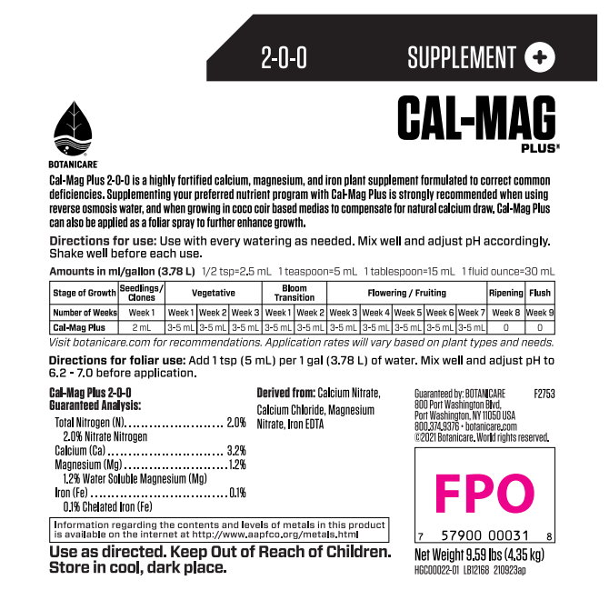 Botanicare Cal-Mag Plus – 250ml | Calcium & Magnesium Supplement for Plants