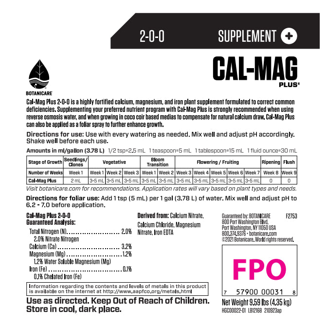 Botanicare Cal-Mag Plus – 250ml | Calcium & Magnesium Supplement for Plants