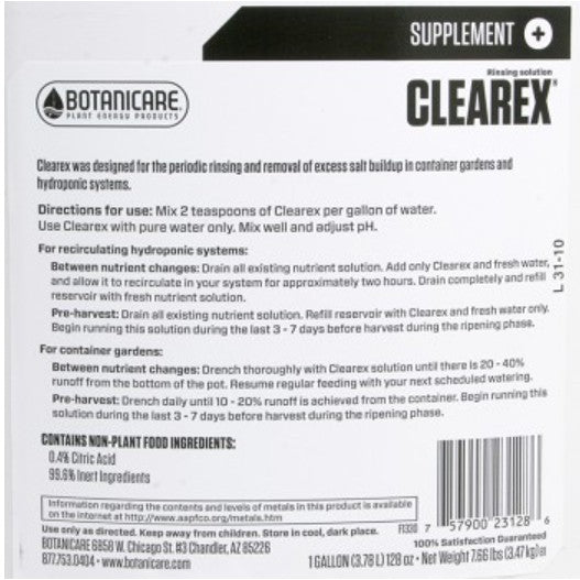 Botanicare Clearex – 1 Quart | Salt Flush & Root Rinse for Indoor Gardening