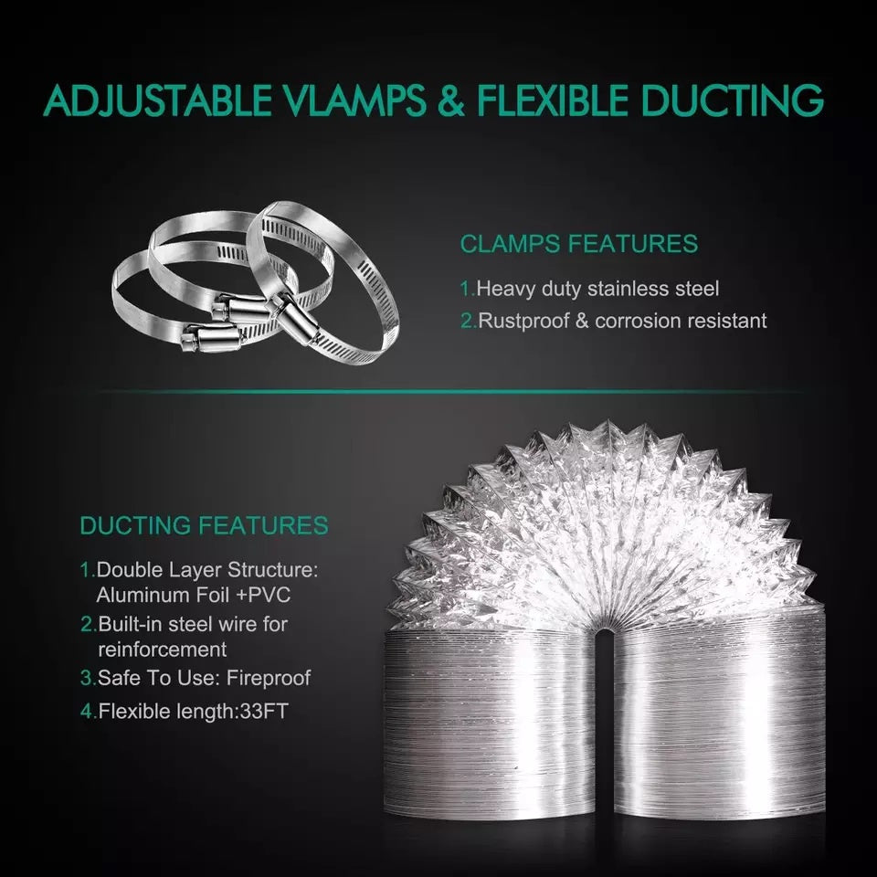 Mars Hydro 4" Carbon Filter Scrubber with Ducting – Indoor Odor Control