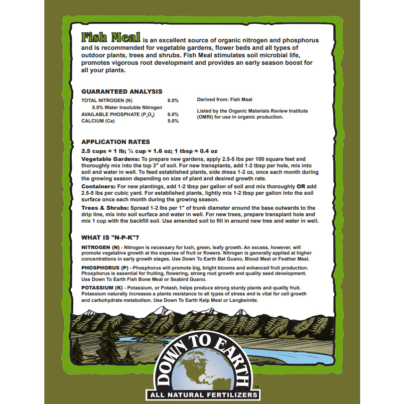Down to Earth™ Fish Meal 8-6-0 – Organic Nitrogen Fertilizer