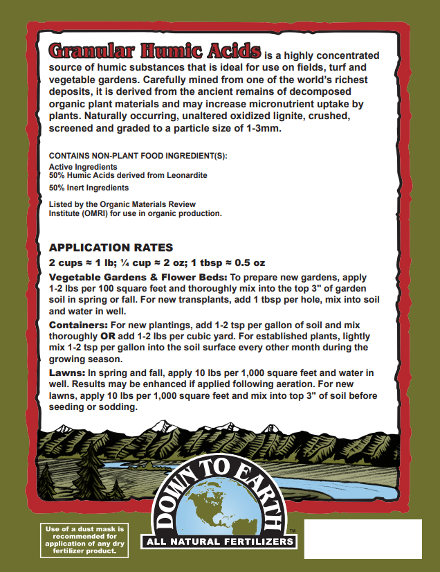 Down to Earth Granular Humic Acids – Organic Soil Conditioner