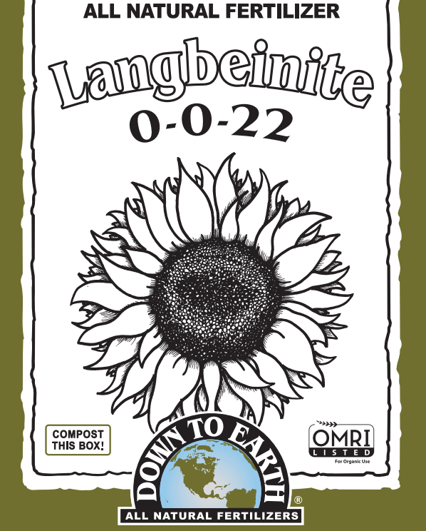 Down to Earth Langbeinite 0-0-22 – Organic Potassium Magnesium Sulfur Fertilizer