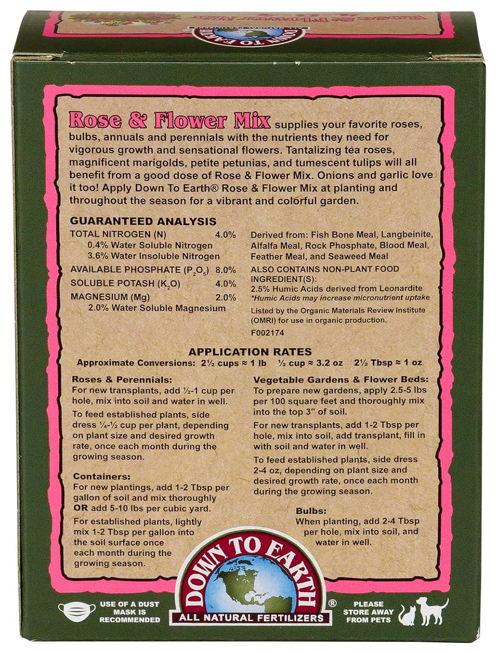 Down to Earth Rose & Flower Mix 4-8-4 – Organic Bloom Fertilizer