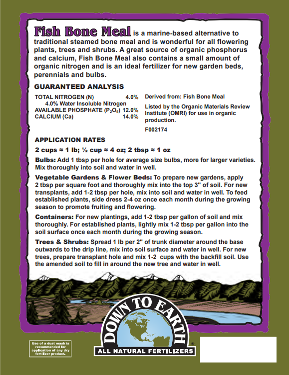 Down to Earth™ Fish Bone Meal 4-12-0 – Organic Phosphorus Fertilizer