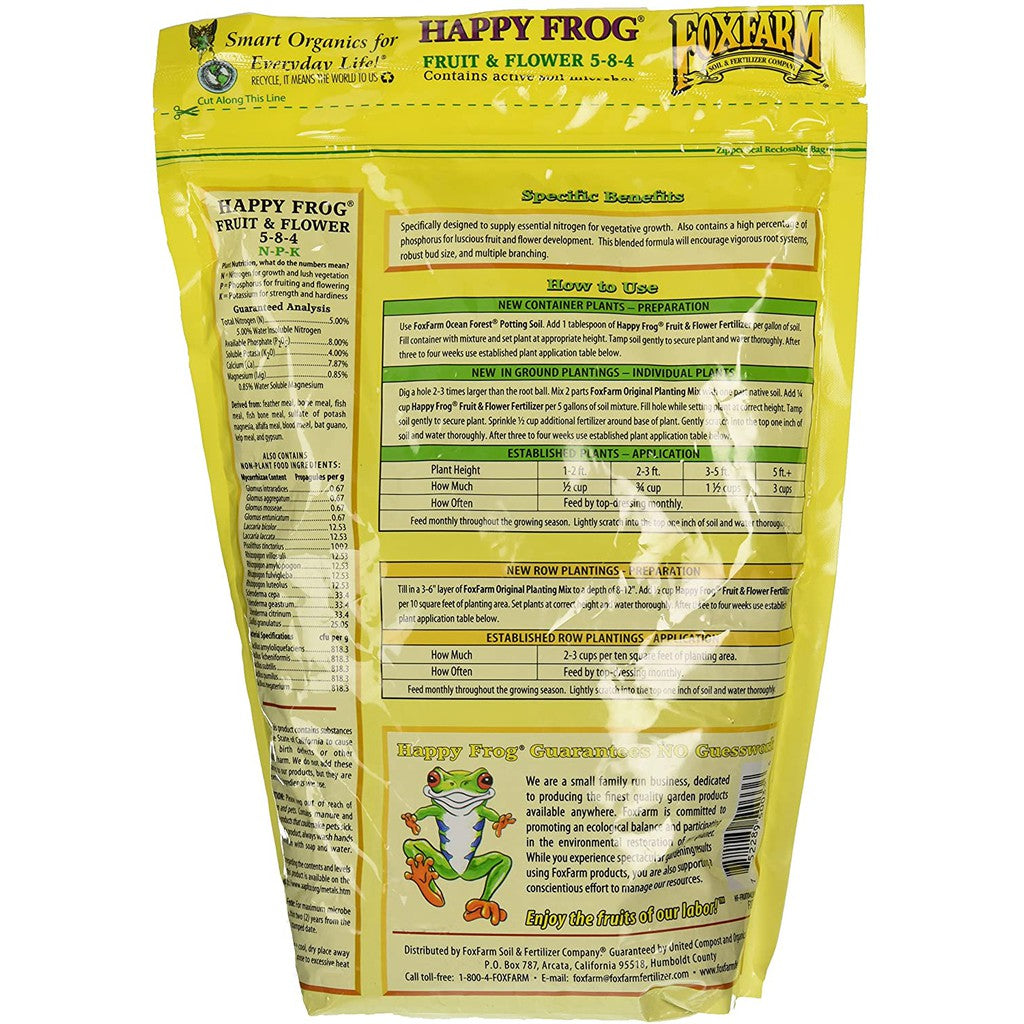 Fox Farm Happy Frog Fruit & Flower Fertilizer 4-9-3 – Organic Bloom Booster for Plants