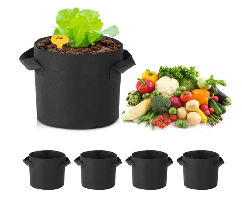 Fabric Grow Bags with Handles (1/3/7 Gallon) – Breathable Pots for Vegetables, Herbs, Indoor & Outdoor Plants