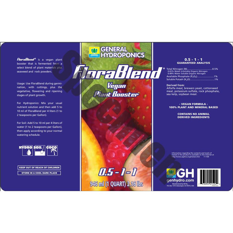 General Hydroponics FloraBlend 0.5-1-1 – Vegan Root & Growth Booster