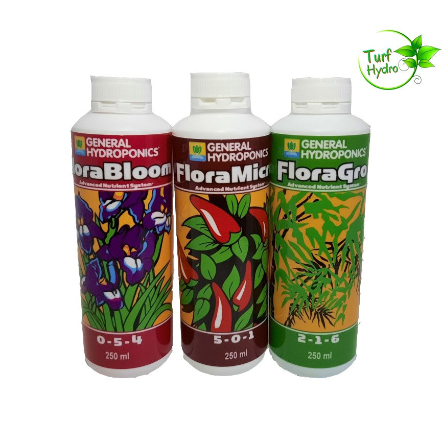 General Hydroponics FloraSeries (FloraMicro, FloraGro, FloraBloom) – 3-Part Nutrient Set for Indoor Plants