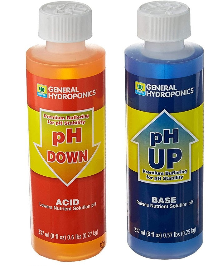 General Hydroponics pH Up, ph Down, Test Indicator, Test Kit – Nutrient Solution pH Control (60ml / 237ml / Kit)