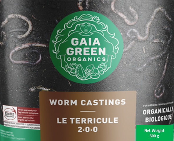 Gaia Green Worm Castings 2-0-0 500 g – Organic Soil Booster for Vegetables & Indoor Plants