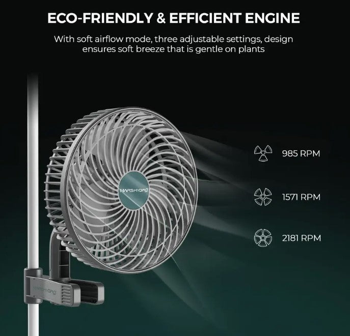Mars Hydro 6" Auto Oscillating Clip-On Fan for Indoor Grow Tents