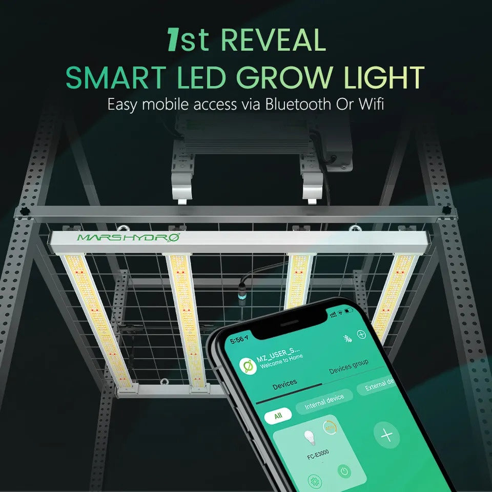 Mars Hydro FC-E3000 300W LED Grow Light – Full Spectrum, Dimmable for Indoor Plants