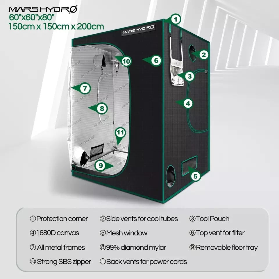 Mars Hydro Grow Tent 150×150×200 cm – Pro Indoor Gardening Tent