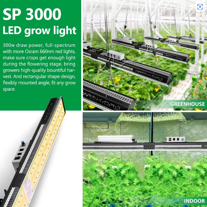 Mars Hydro SP3000 300W LED Grow Light – Full Spectrum, Dimmable, Samsung LM301B