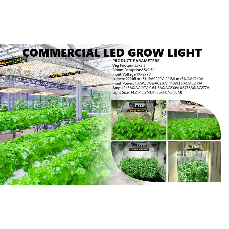 Mars Hydro TS1000 150W LED Grow Light – Full Spectrum, Dimmable for Indoor Plants