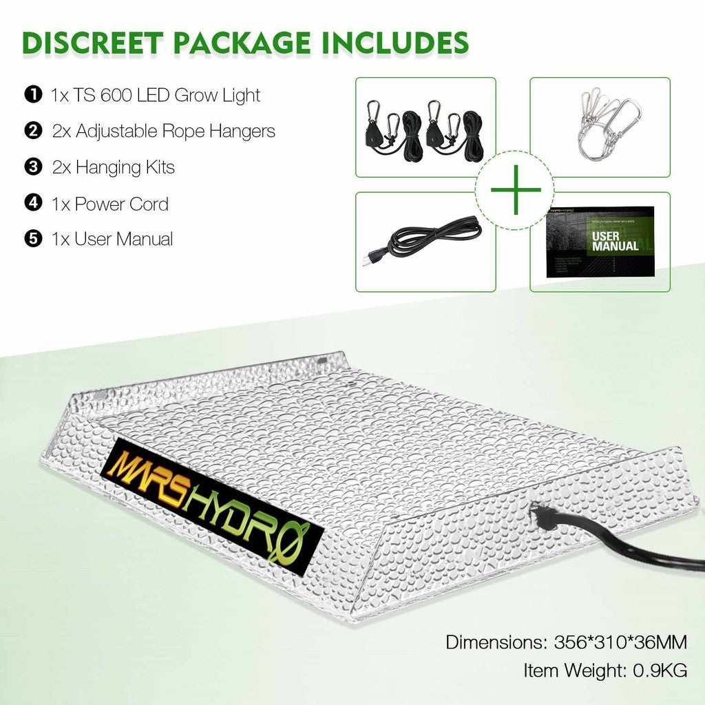 Mars Hydro TS600 100W LED Grow Light – Full Spectrum for Indoor Plants & Herbs