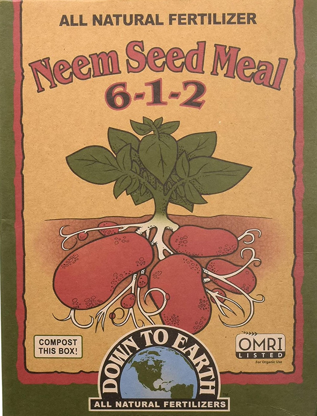 Down to Earth Neem Seed Meal 6-1-2 – Organic Soil Fertilizer for Vegetables, Herbs & Indoor Plants