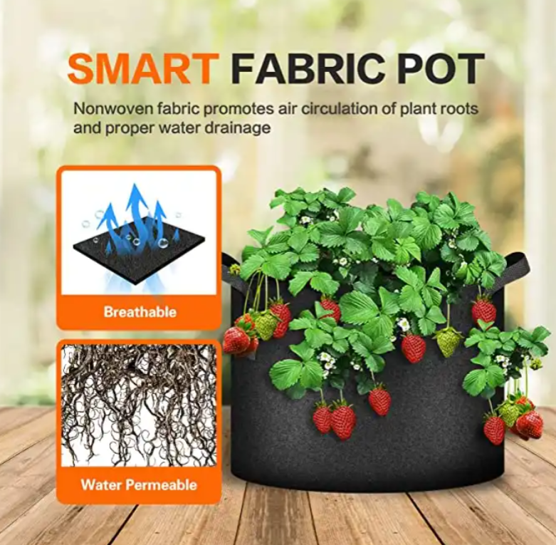 Fabric Grow Bags with Handles (1/3/7 Gallon) – Breathable Pots for Vegetables, Herbs, Indoor & Outdoor Plants