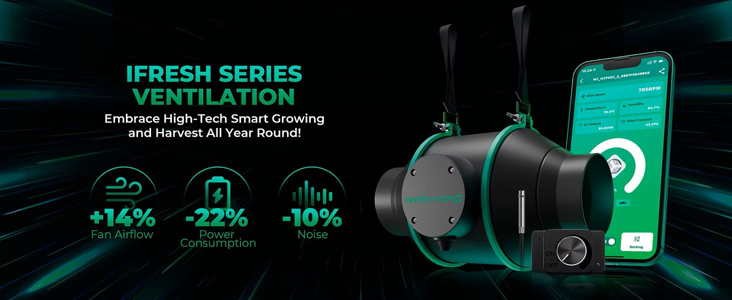 Mars Hydro 4" iFresh Kit – Inline Duct Fan, Carbon Filter & Ducting Combo